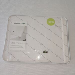 Lacoste 100% Cotton Percale Twin Textured Dashes Sheet Set Graphite
